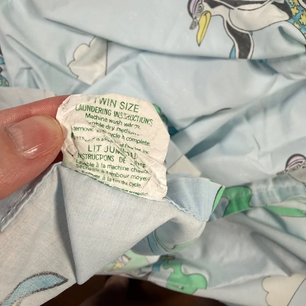Vintage Ocean Pacific OP Surfing Penguin Twin Sheet Set Retro 80s 90s Bedding